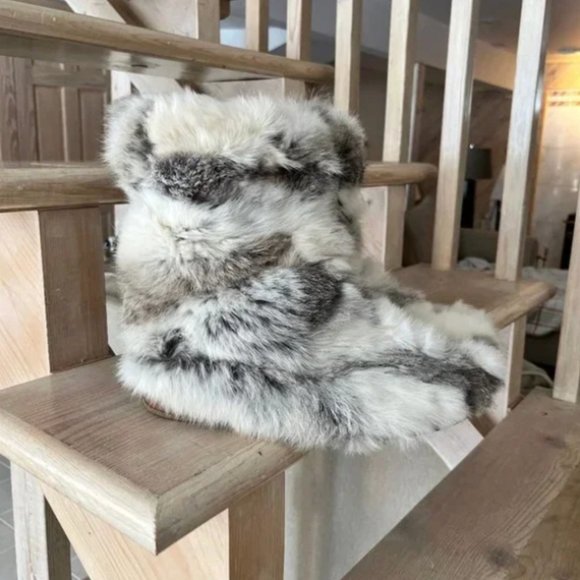 Jimmy Choo Rex Rabbit Fur Leone Moccasin Boots Size 42 EUR - Picture 4 of 9